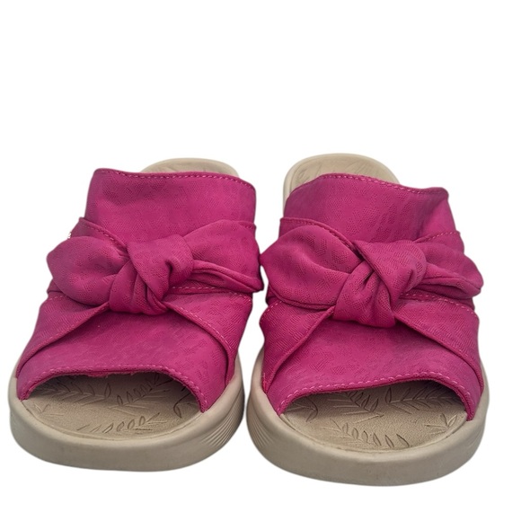 Bzees LifeStride Women SZ 7.5W Pink Cheetah Knotted Smile Slip On Wedge Sandals - Picture 6 of 10